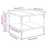 vidaXL Table basse chêne fumé 55x55x40 cm bois d'ingénierie
