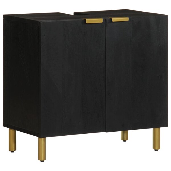 vidaXL Armoire lavabo de salle de bain noir bois d'ingénierie