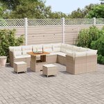 vidaXL Ensemble de canapé de jardin 13 Pièces Beige polyrotin