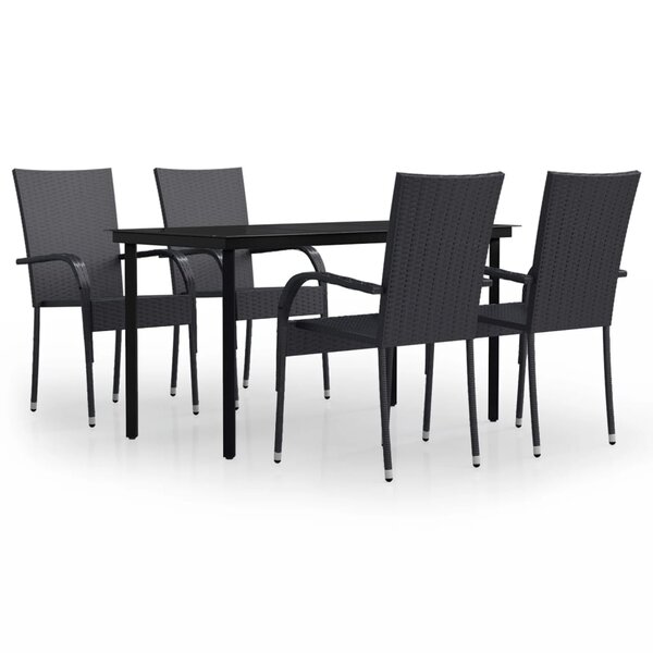vidaXL Ensemble à manger de jardin 5 Pièces Noir