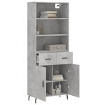 vidaXL Buffet haut Gris béton 69 5x34x180 cm Bois d'ingénierie