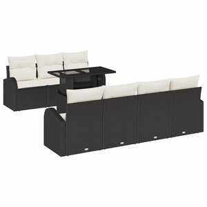 vidaXL Ensemble de canapé de jardin 8 Pièces Noir Poly Rattan