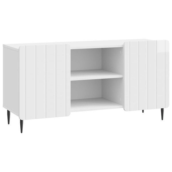 vidaXL Meuble TV Blanc brillant 102 x 34 5 x 52 cm Bois d'ingénierie