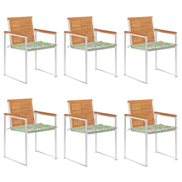 vidaXL Chaises de jardin 6 Pièces avec coussins Bois d'acacia solide