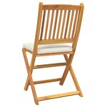Chaises de jardin pliantes vidaXL avec coussin blanc 4Pièces en bois d'Acacia