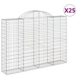 vidaXL Paniers à gabions arqués 25 Pièces 200x30x140/160 cm Fer galvanisé