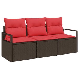 vidaXL Ensemble de Canapés 3 Pièces Marron polyrotin