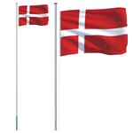 vidaXL Drapeau du Danemark et mât 6 23 m Aluminium