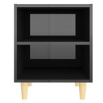 vidaXL Tables de chevet pieds en bois 2 Pièces Noir brillant 40x30x50 cm