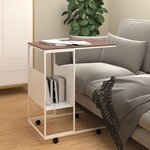 vidaXL Table d'appoint avec roues blanc 55x36x63 5cm bois d'ingénierie
