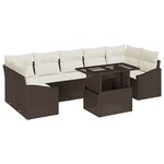 vidaXL Ensemble de canapé de jardin avec coussin 8 Pièces Marron et crème