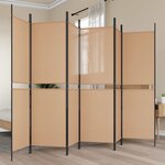 vidaXL Paravent à 6 panneaux Beige 300 x 180 cm Tissu