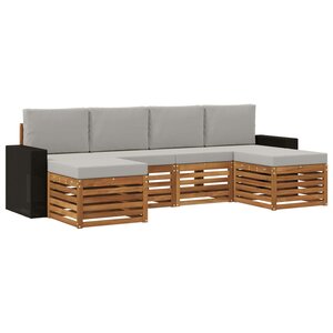 vidaXL Ensemble de canapés d'extérieur 6 pc Naturel et gris clair