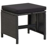 vidaXL Tabourets de jardin avec coussins lot de 2 Résine tressée Noir