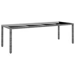 vidaXL Table de jardin 250x100x75 cm Verre trempé et Résine tressée