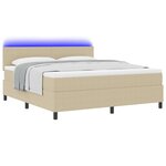 vidaXL Lit à ressorts avec matelas & lumière LED verte en tissu en velours côtelé gris foncé