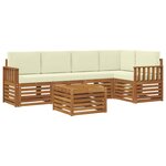 vidaXL Ensemble de canapés d'extérieur 6 pc Naturel et Crème Polyester