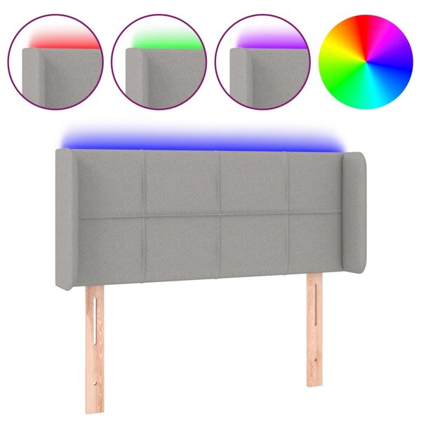 vidaXL Tête de lit à LED Gris clair 83x16x78/88 cm Tissu