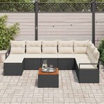 vidaXL Ensemble de canapé de jardin 9 Pièces Noir et blanc