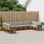 vidaXL Ensemble de canapés d'extérieur 10 Pièces Naturel et gris clair