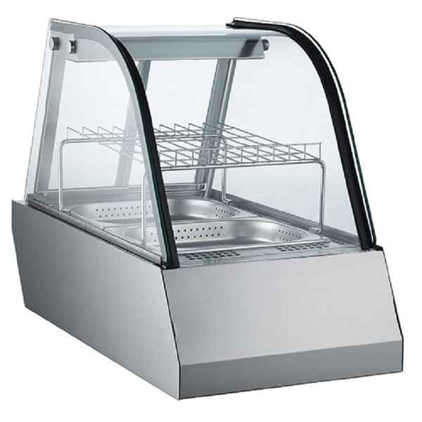 Vitrine chaude - portes coulissantes - bacs gn 1/1 - virtus -  - acier inoxydable450 mm1 x gn 1/1 x775x610mm