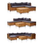 vidaXL Canapé central sectionnel 1 pc et coussins Bois d'acacia massif