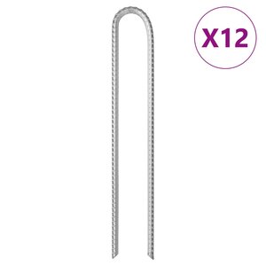 vidaXL Piquets de tente 12Pièces en forme de U 37cm Ø10mm acier galvanisé