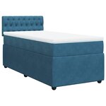 vidaXL Sommier à lattes de lit avec matelas bleu 90x190 cm velours