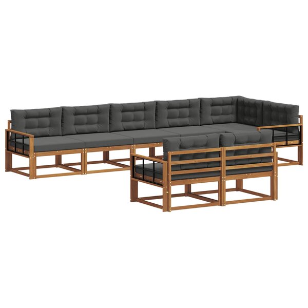 vidaXL Ensemble de canapés d'extérieur 8 Pièces Naturel et Anthracite