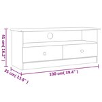 vidaXL Meuble TV avec tiroirs ALTA 100x35x41 cm bois massif de pin