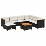 vidaXL Salon de jardin 8 Pièces avec coussins noir résine tressée