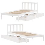 vidaXL Cadre de lit sans matelas blanc 90x190 cm bois de pin massif