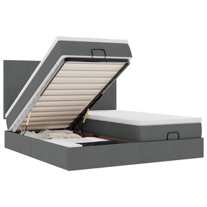 VidaXL Cadre de lit ottoman avec matelas gris foncé 200x200cm tissu