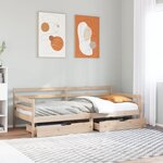 vidaXL Lit de jour et tiroirs sans matelas blanc 80x200 cm bois massif