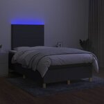 vidaXL Sommier à lattes de lit matelas LED gris foncé 120x190 cm tissu