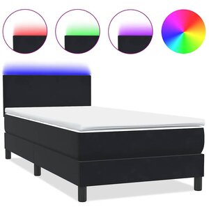 vidaXL Sommier à lattes de lit avec matelas et LED noir 90x210 cm velours