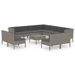 Salon de jardin meuble d'extérieur ensemble de mobilier 12 pièces avec coussins résine tressée gris 02_0015642