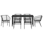 vidaXL Ensemble de salle à manger pour jardin 7 Pièces Noir polyrotin