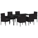 vidaXL Ensemble de salle à manger pour jardin 7 Pièces Noir polyrotin