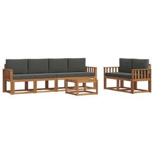 vidaXL Ensemble de canapés d'extérieur 7 pc Naturel et Anthracite