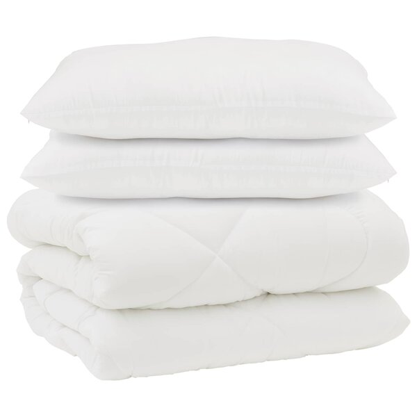 vidaXL Couette avec Oreillers 3 pc Blanc Microfibre et Plumes D'oie