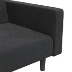 vidaXL Canapé-lit 2 places 2 oreillers et repose-pied Noir Velours