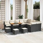 vidaXL Ensemble de canapé de jardin avec coussin 13 Pièces Noir  Crème