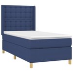 vidaXL Sommier à lattes de lit avec matelas Bleu 90x190 cm Tissu