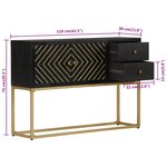 vidaXL Buffet noir et doré 110x30x75 cm bois massif de manguier