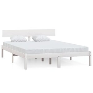vidaXL Cadre de lit sans matelas blanc bois massif 140x200 cm
