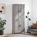 vidaXL Buffet haut Sonoma gris 69 5x34x180 cm Bois d'ingénierie