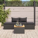 vidaXL Chaise longue avec coussins Résine tressée Noir