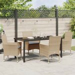 vidaXL Ensemble de salle à manger pour jardin 5 Pièces Beige Poly rotin