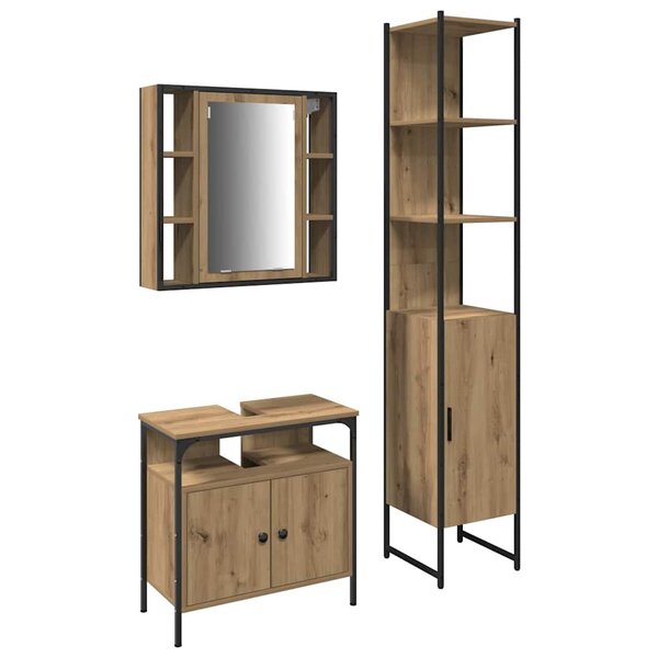 vidaXL Ensemble de Meubles de Salle de Bain 3 Pièces chêne artisanal